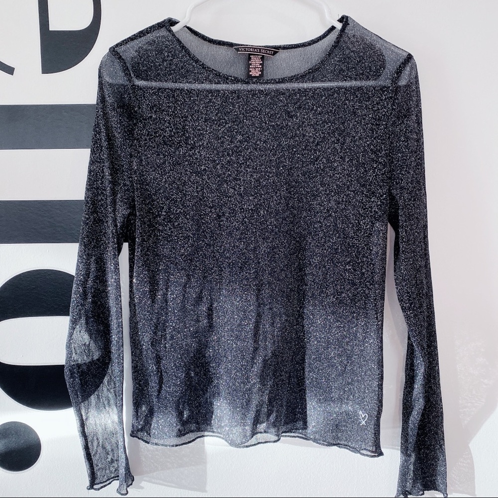 Victoria’s Secret Sheer Long Sleeve Sparkle Shirt